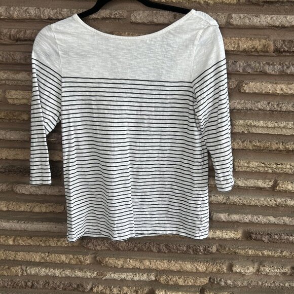 White Label The White Company Breton Striped Open Keyhole Back Top Size 2 - Picture 8 of 9